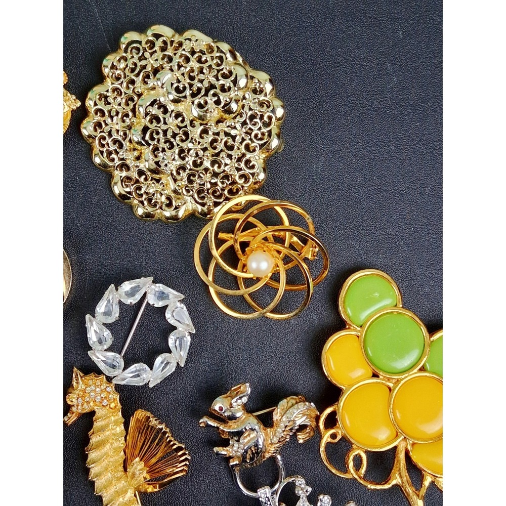 Lot Of 17 Vintage & Modern Brooches Filigree Enamel Bird Silver Gold Tone Floral - Picture 6 of 16